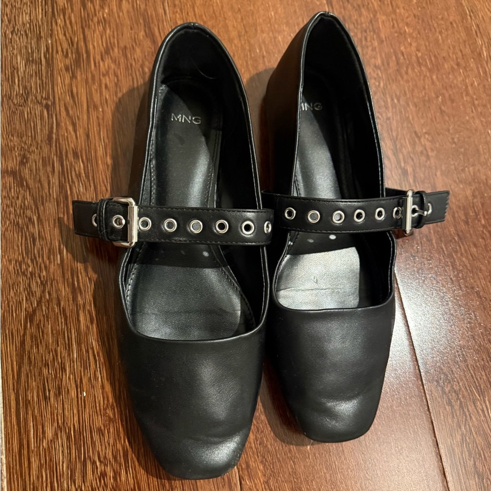 Mango Women's Black Flats with Buckle Detail